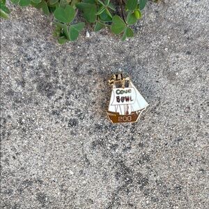 Vintage, Gold and White Ship Bowl Pin